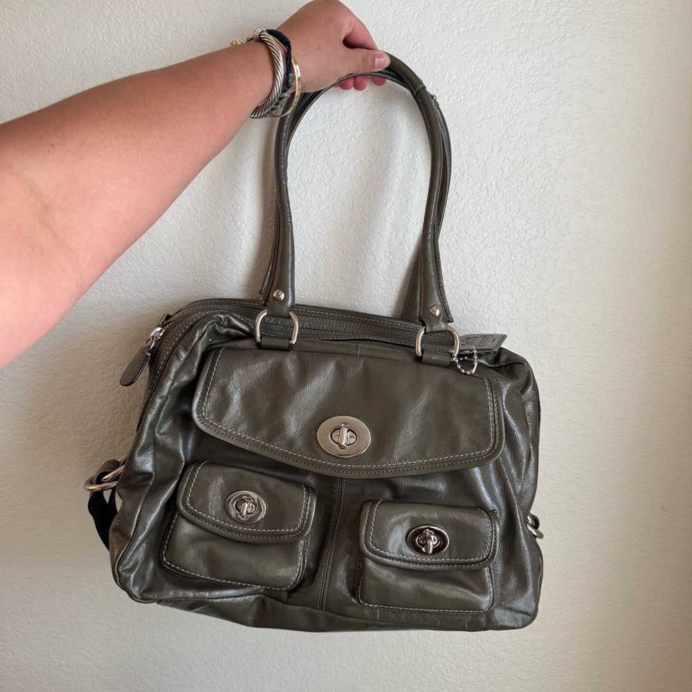 Coach Legacy Peyton Satchel • Gunmetal / Olive